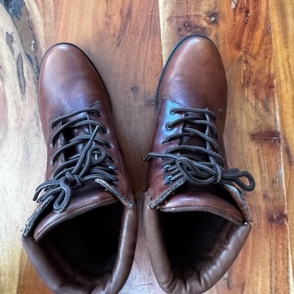Trader Bay Brown Leather Boots Durable Workwear - Picture 3 of 7